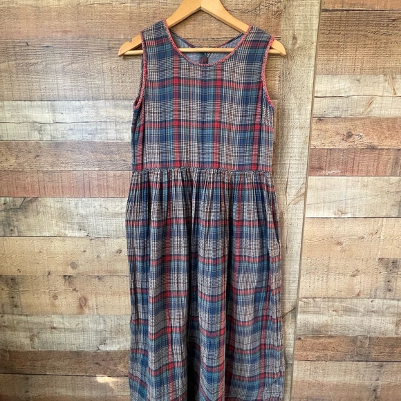 100% Cotton Natural Life Multicolor Plaid Midi Dress | Medium - Picture 12 of 14